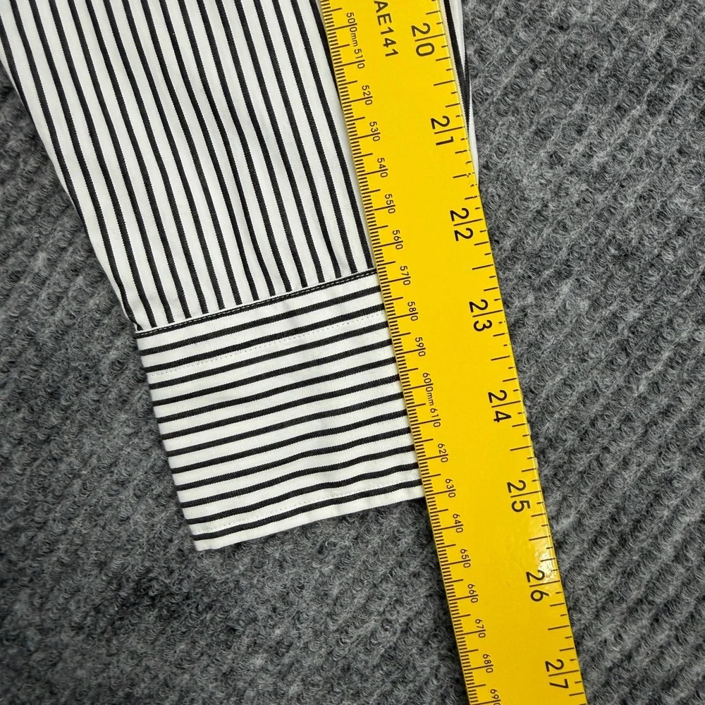 VTG Polo Ralph Lauren Shirt Mens Small Black White Pin Striped Peter Pan Collar